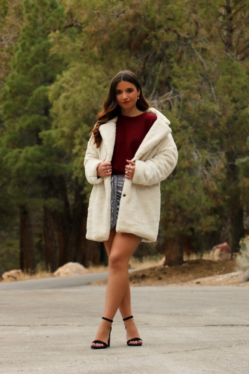 Noel Ivory Faux Fur Coat