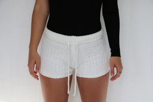 Mikayla White Knit Lounge Shorts