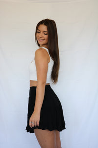 Kylie Black Ruffle Mini Skirt