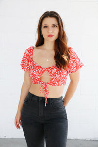 Pretty Please Red Floral Top