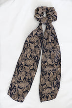 Load image into Gallery viewer, Navy Paisley Scarf Scrunchie
