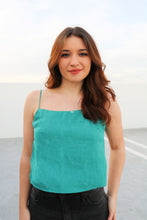 Load image into Gallery viewer, Vienna Teal Satin Tank
