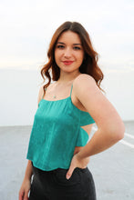 Load image into Gallery viewer, Vienna Teal Satin Tank

