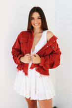 Load image into Gallery viewer, Karly Dried Tomato Corduroy Jacket Curvy
