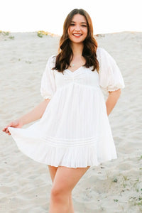 Santorini White Babydoll Dress