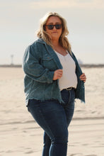 Load image into Gallery viewer, Karly Sea Blue Corduroy Jacket Curvy
