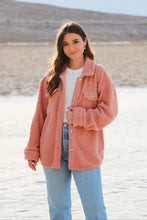 Load image into Gallery viewer, Kaia Coral Teddy Shacket
