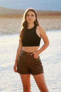 Isla Brown Leather Shorts
