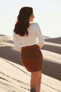 Valencia Brown Leather Skirt